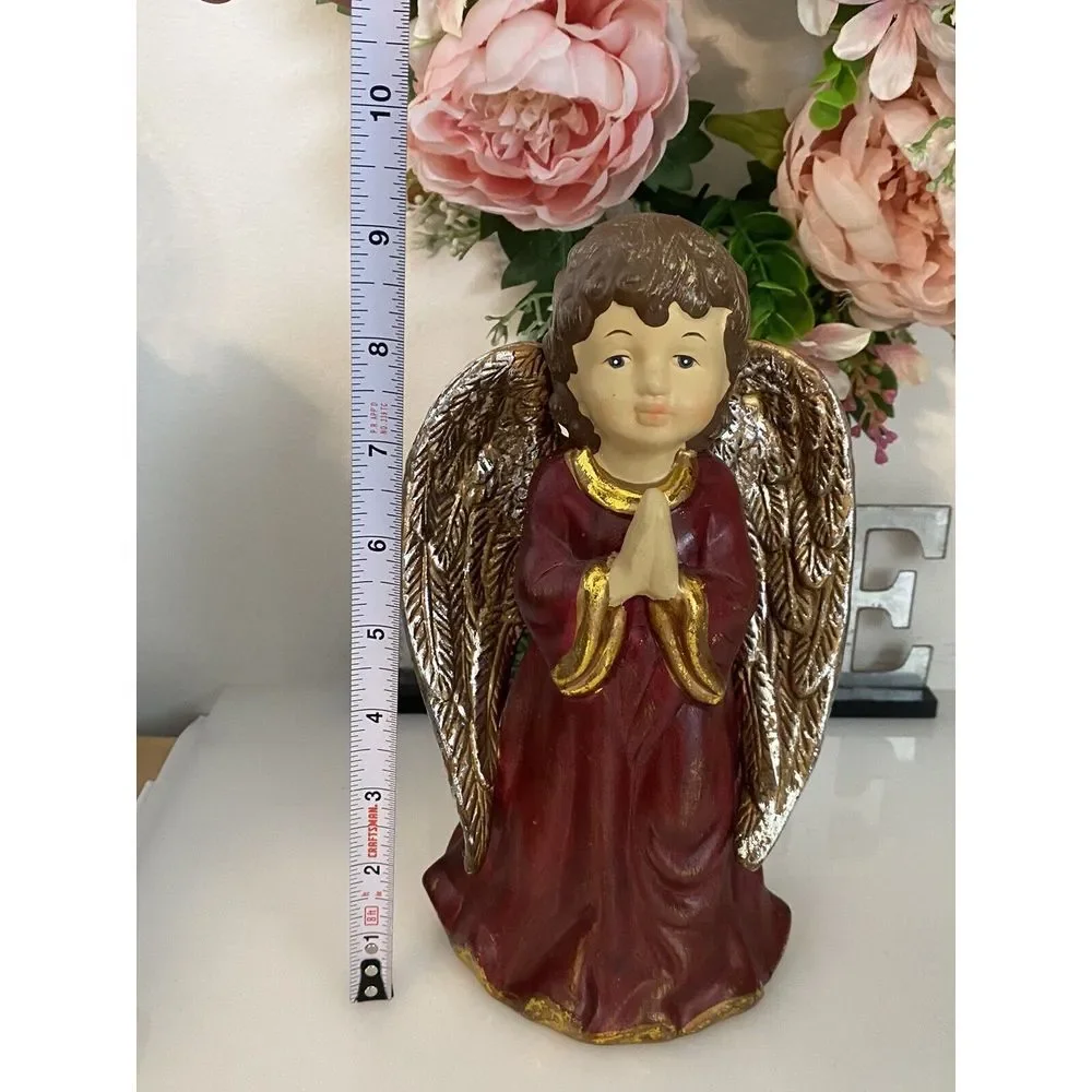 Vintage Hand Painted Ceramic Musical Angel Plays Hark The Harold Angel Sing 9